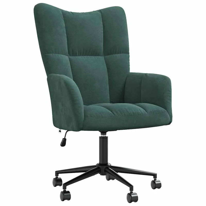 Fauteuil lounge chaise de canapé sur roulettes design moderne en velours vert foncé DEC026788