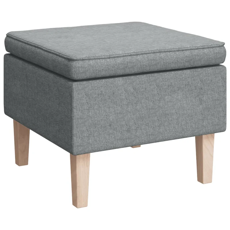 Tabouret assise repose-pied avec pieds en bois et tissu gris clair DEC026299