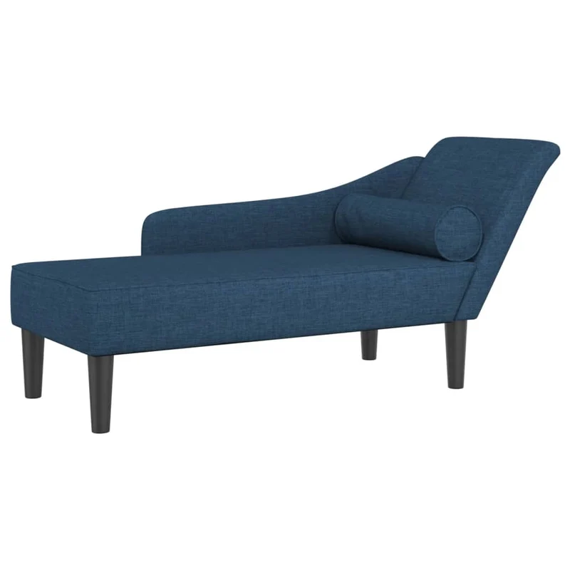 Méridienne chaise longue pour intérieur avec coussins en tissu bleu DEC026061
