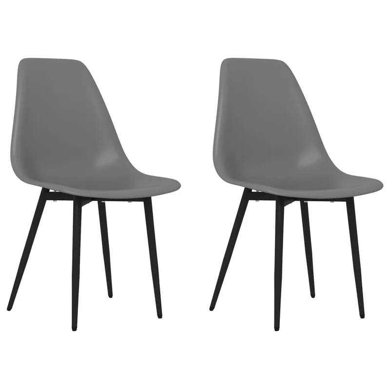 Set de 2 chaises de salle à manger dossier incurvé en PP gris DEC025533