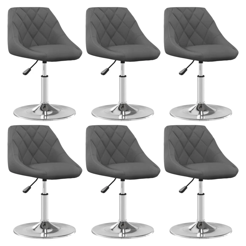 Lot de 6 chaises de salle à manger siège pivotant hauteur réglableen velours gris foncé DEC025431