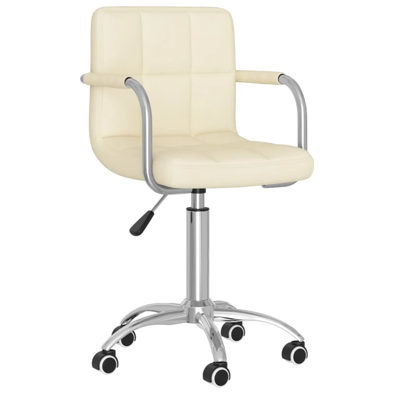 Chaise pivotante de salle à manger chaise de bureau sur roulettes en tissu crème DEC025077
