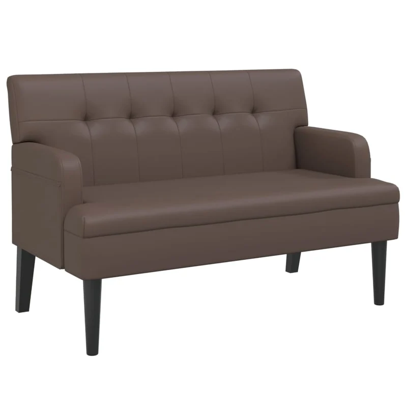 Banquette banc avec dossier capitonné 112 x 65,5 x 75 cm PVC marron DEC024650