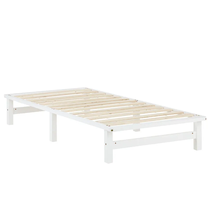 Lit palette avec sommier à lattes 90x200 cm en bois massif blanc LIT06241
