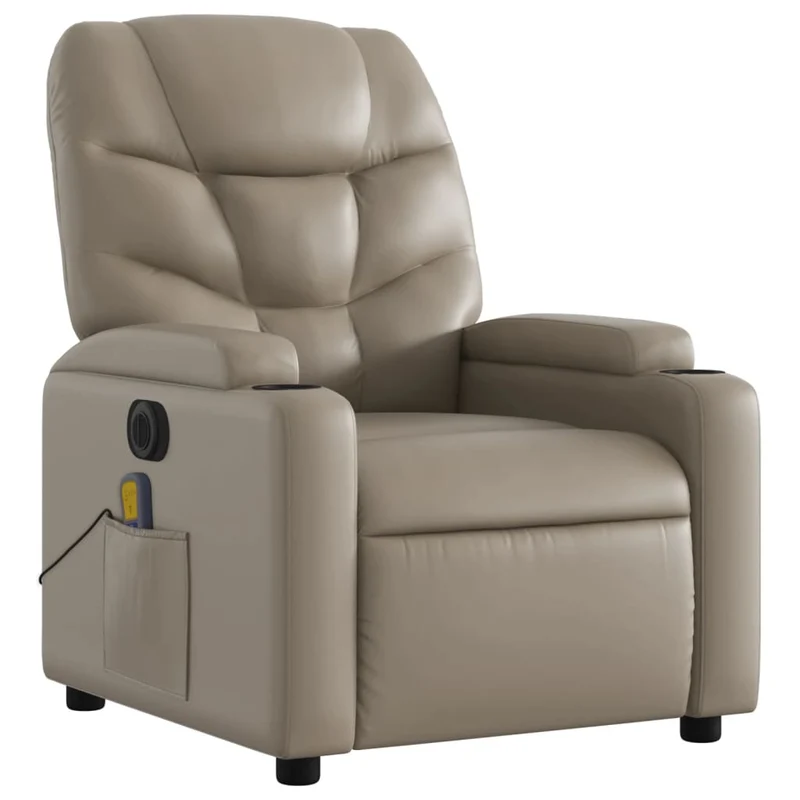 Fauteuil de relaxation TV fonction massage inclinable électrique 6 points de massage PVC couleur cappuccino DEC027138