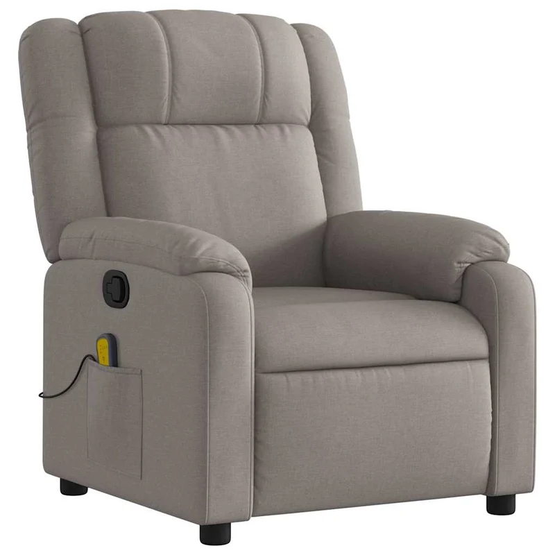 Fauteuil de relaxation TV fonction massage inclinable 6 points de massage en tissu taupe DEC027109