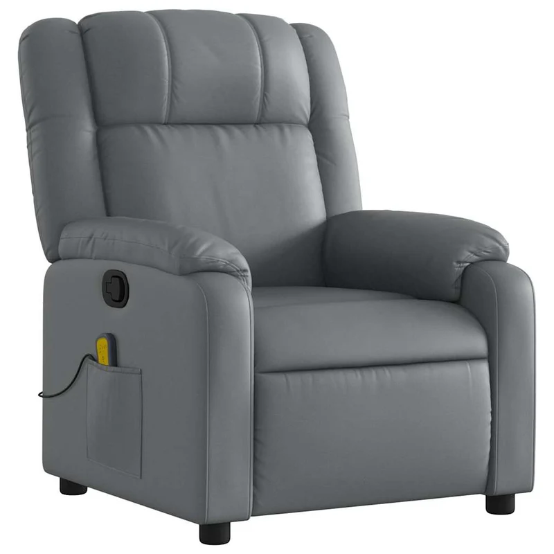 Fauteuil de relaxation TV fonction massage inclinable 6 points de massage en PVC gris DEC026978