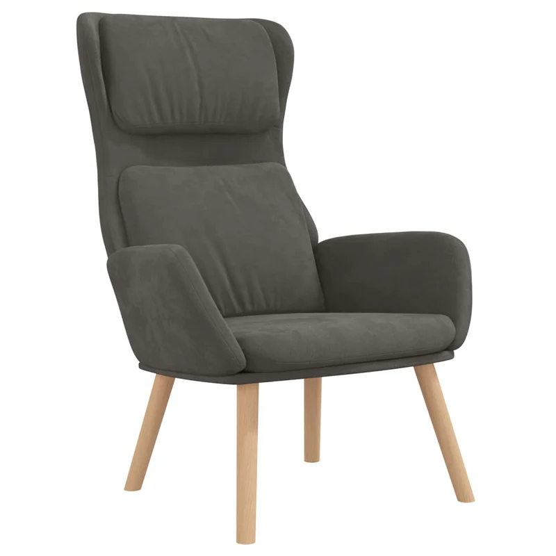 Fauteuil lounge chaise de canapé design moderne en velours gris foncé DEC026694