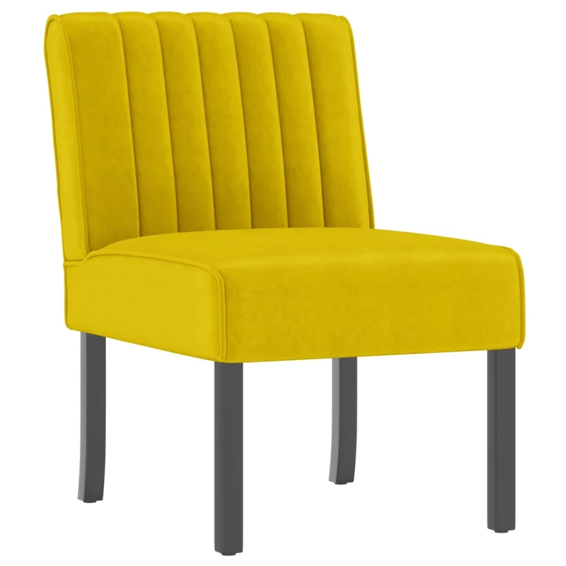 Fauteuil sans accoudoirs dossier bas en velours jaune DEC026276