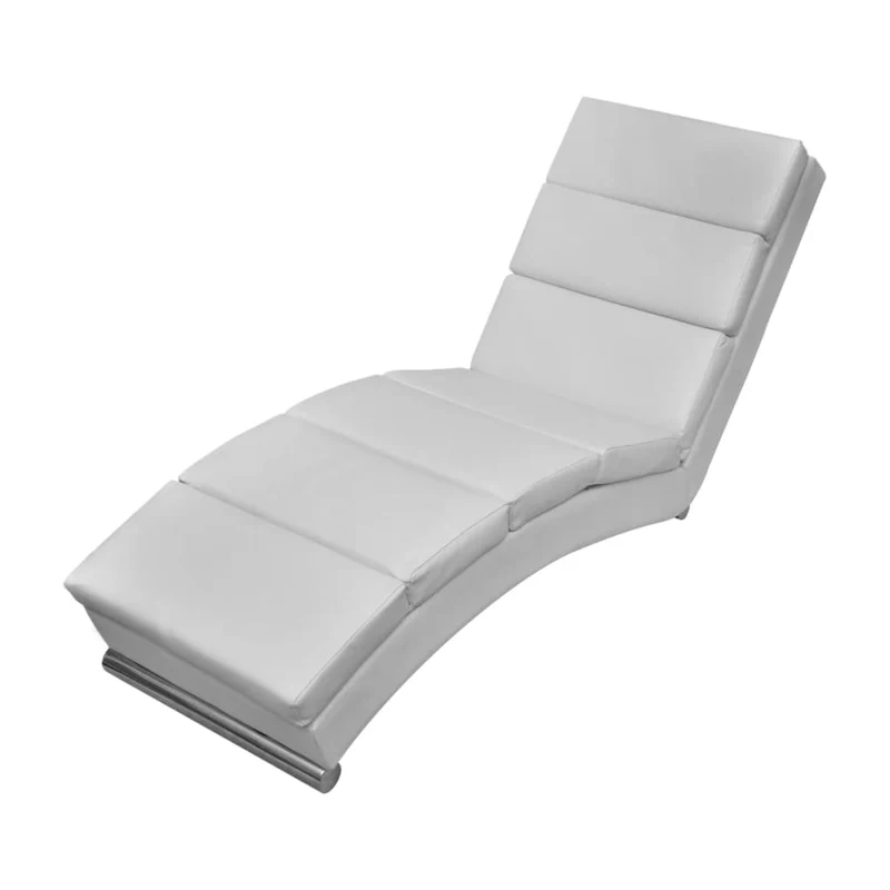 Méridienne chaise longue pour intérieur en PVC blanc et acier DEC026114