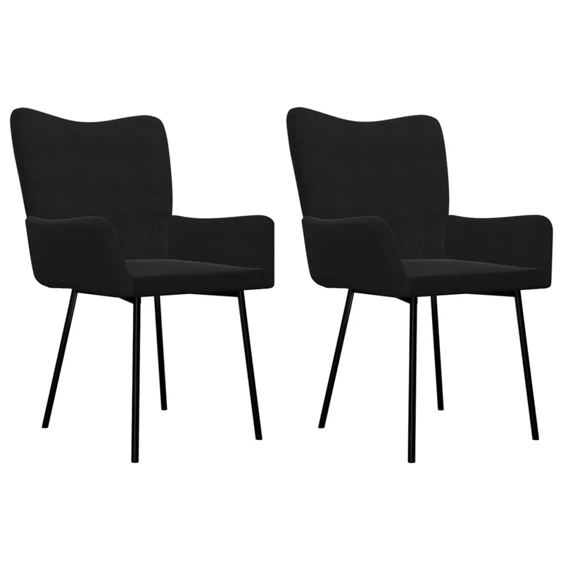 Set de 2 chaises de salle à manger avec accoudoirs en tissu velours noir DEC025567