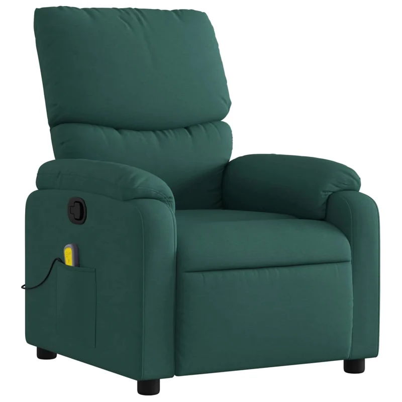 Fauteuil de relaxation TV fonction massage inclinable 6 points de massage en tissu vert foncé DEC027127