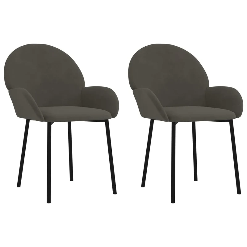Set de 2 chaises de salle à manger design classique en tissu gris foncé DEC025523