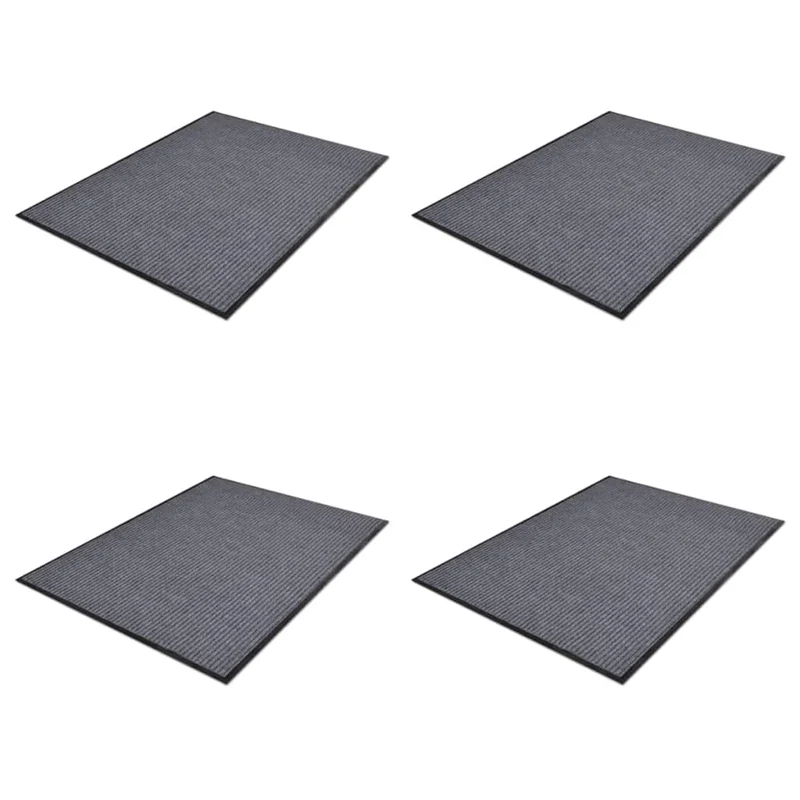 Lot de 4 paillassons PVC Gris 90x60 cm DEC023149