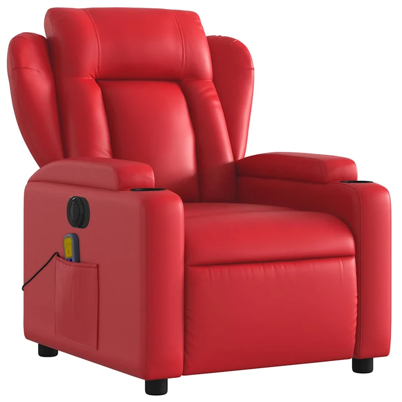 Fauteuil de relaxation TV fonction massage inclinable électrique 6 points de massage en PVC rouge DEC027261