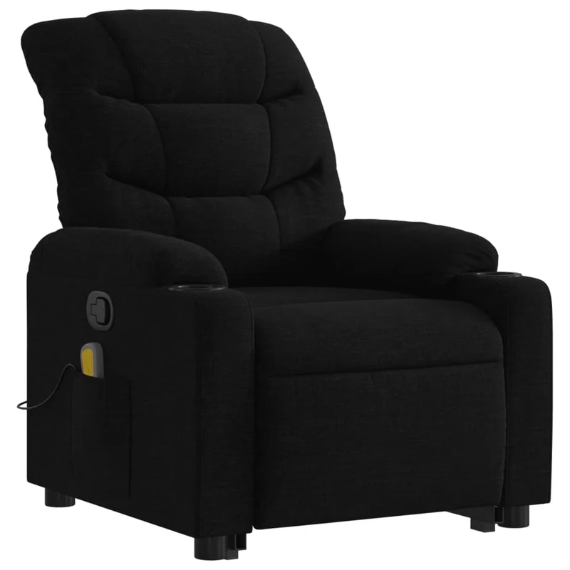 Fauteuil de relaxation TV fonction massage inclinable levage électrique en tissu noir DEC027047