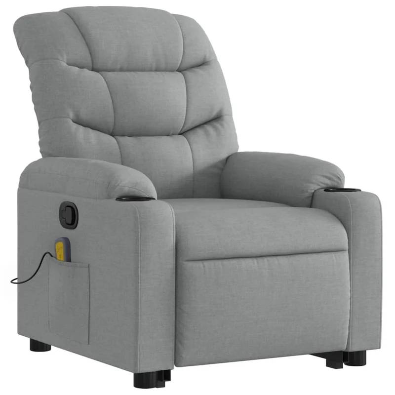 Fauteuil de relaxation TV fonction massage inclinable levage électrique en tissu gris clair DEC026904
