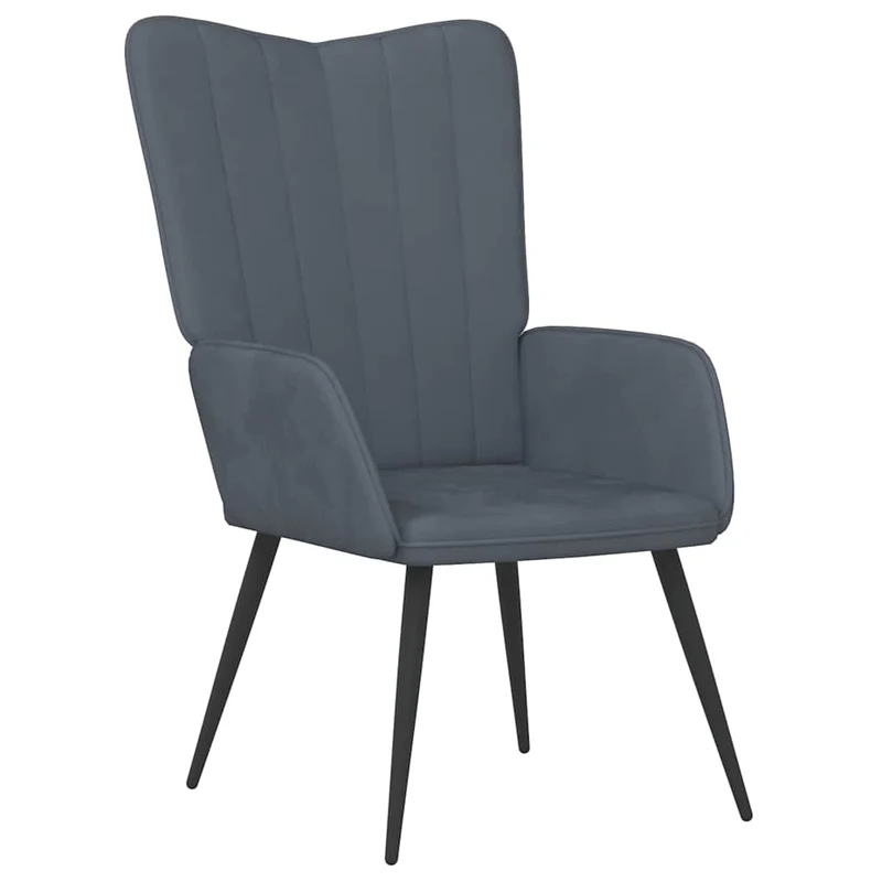 Fauteuil lounge chaise de canapé design moderne en velours gris foncé DEC026702