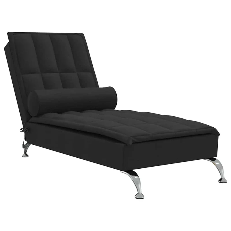 Méridienne chaise longue pour intérieur de massage avec traversin en tissu noir DEC026155