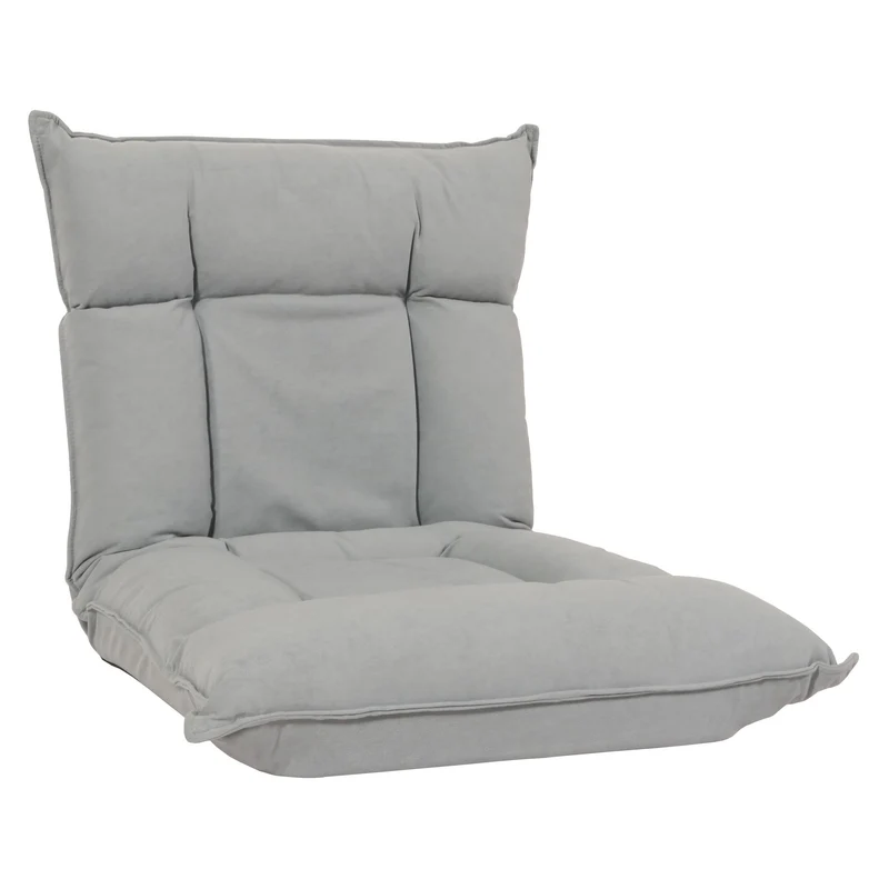 Chaise de sol dossier réglable sur 6 positions de relaxation cadre stable velours gris clair 04_0006367
