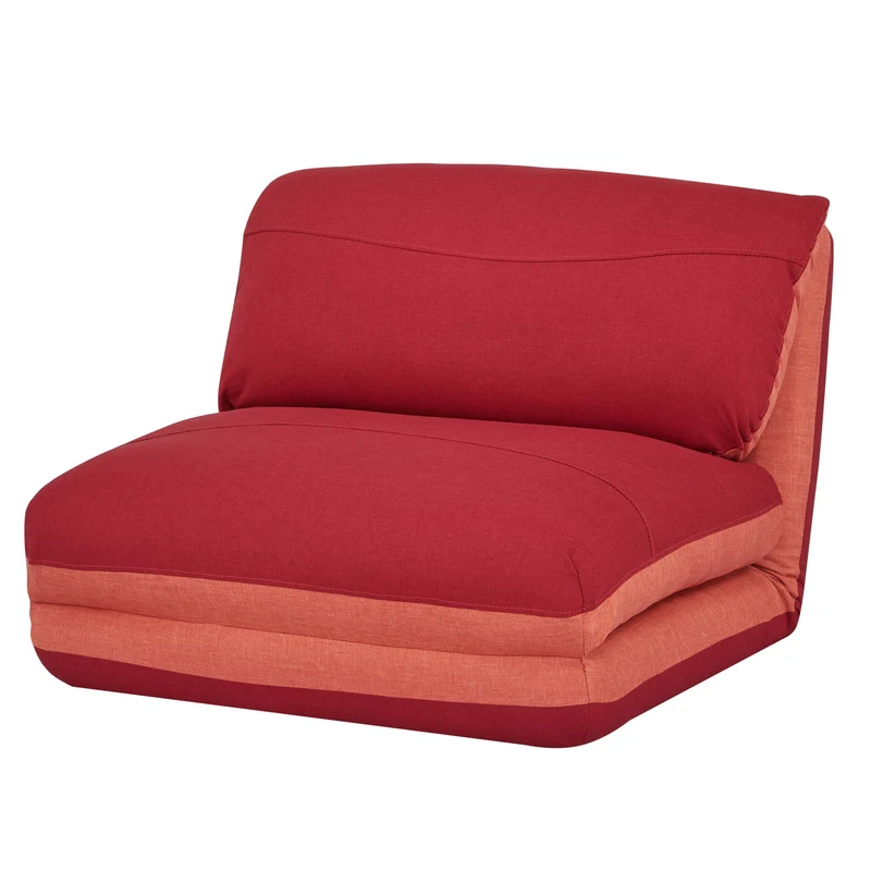 Canapé-lit chaise fonctionnelle lit appoint dossier réglable en 5 directions en tissu orange/rouge foncé 04_0006258