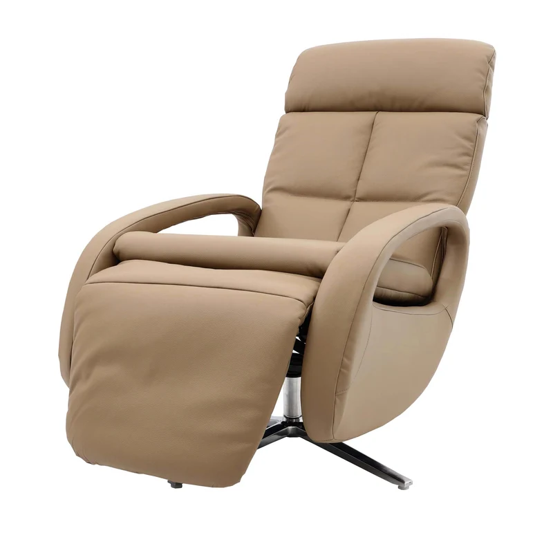 Fauteuil de relaxation fauteuil tv avec accoudoirs fonction inclinable rotatif en cuir taupe 04_0006834