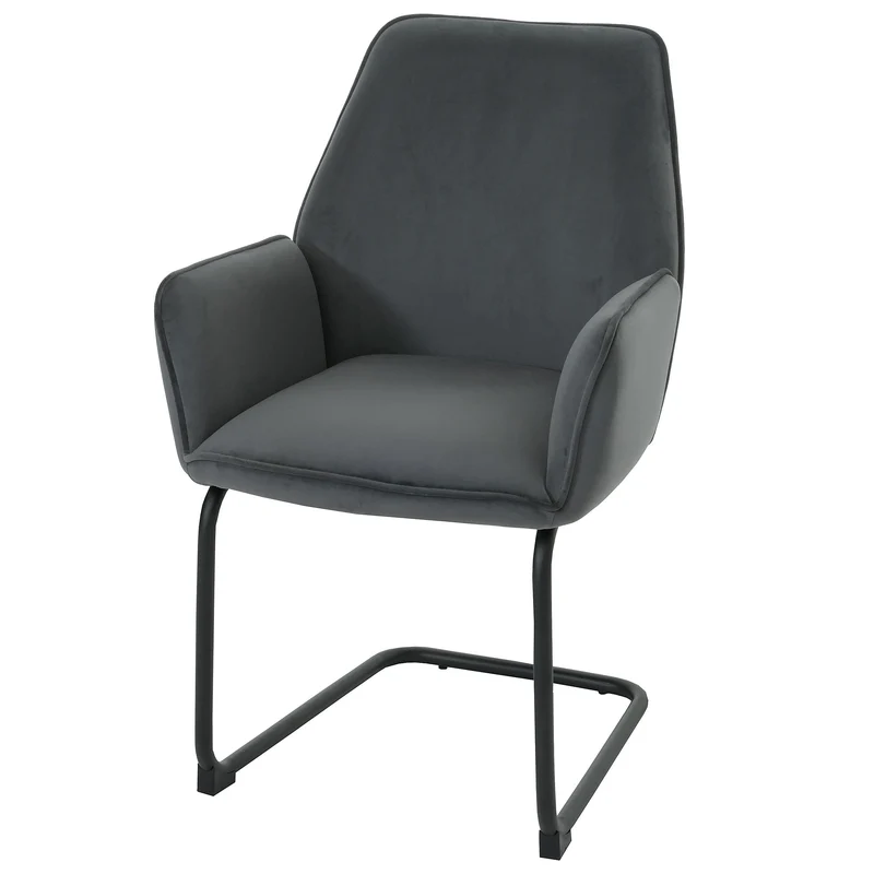Chaise de salle à manger avec accoudoirs assise en tissu gris foncé 04_0006297