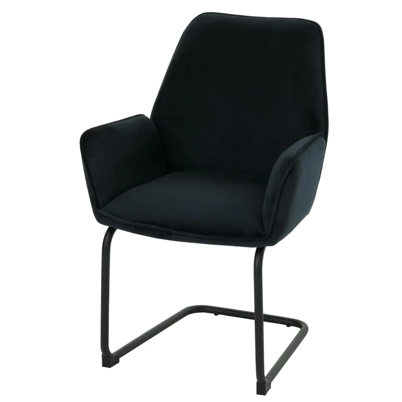 Chaise de salle à manger avec accoudoirs assise en tissu anthracite-bleu 04_0006295