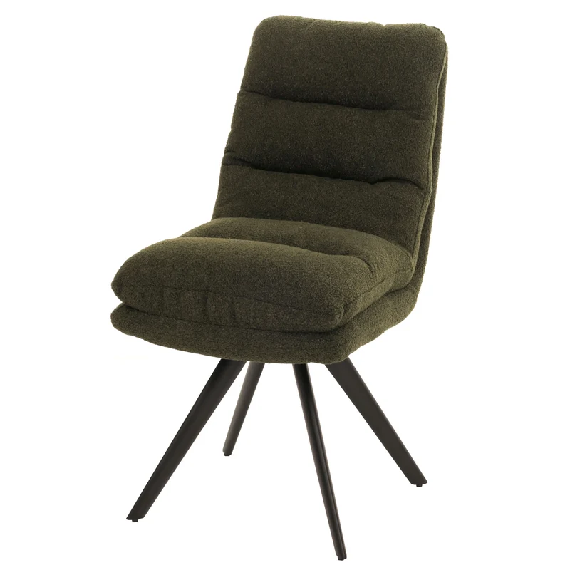 Chaise de salle à manger pivotante en tissu bouclé vert extra confortable 04_0006289