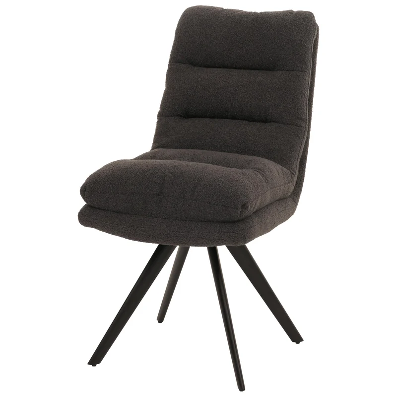 Chaise de salle à manger pivotante assise en tissu bouclé gris foncé extra confortable 04_0006287