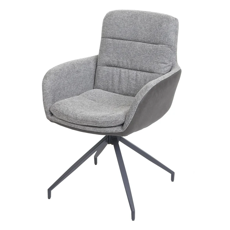 Chaise de salle à manger fauteuil pivotant avec accoudoirs en tissu gris foncé 04_0006334