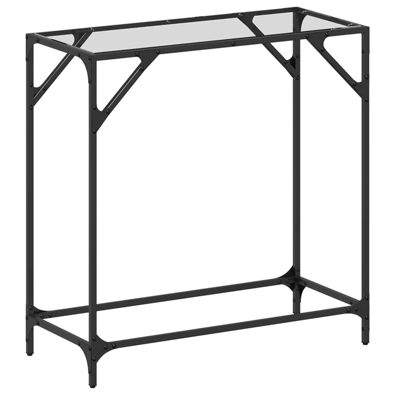 Table d'appoint d'entrée console avec dessus en verre transparent et acier 80 x 35 x 81 cm DEC031352