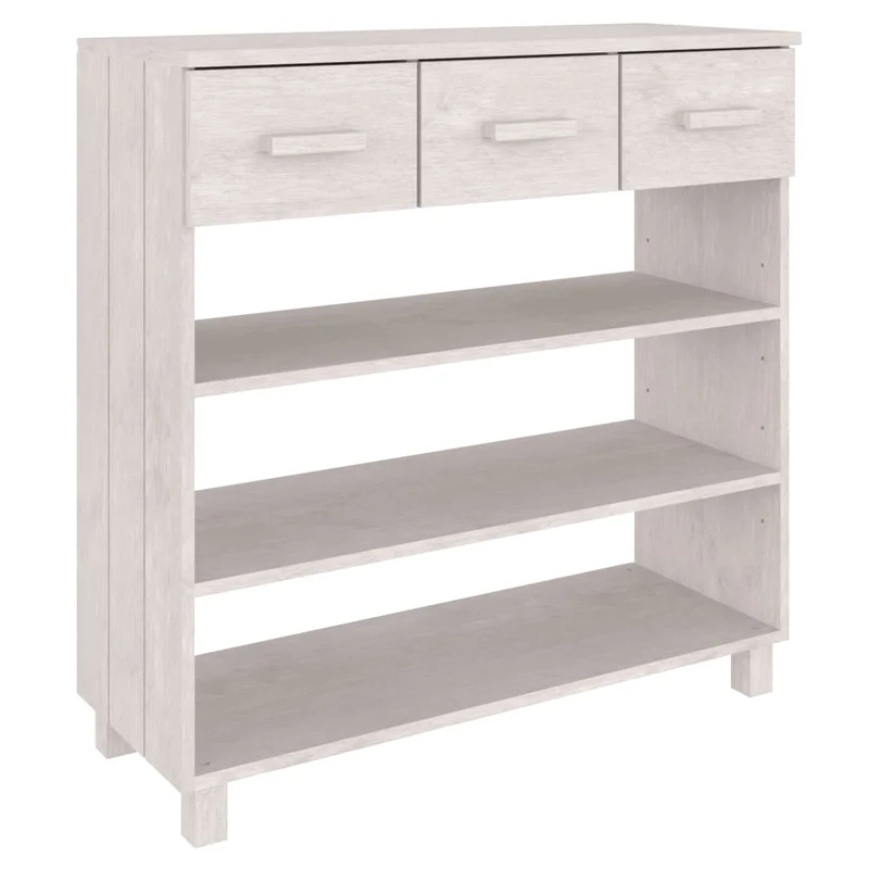 Meuble console d'entrée moderne table d'appoint avec tiroirs 90 x 35 x 90 cm bois massif de pin blanc DEC032020
