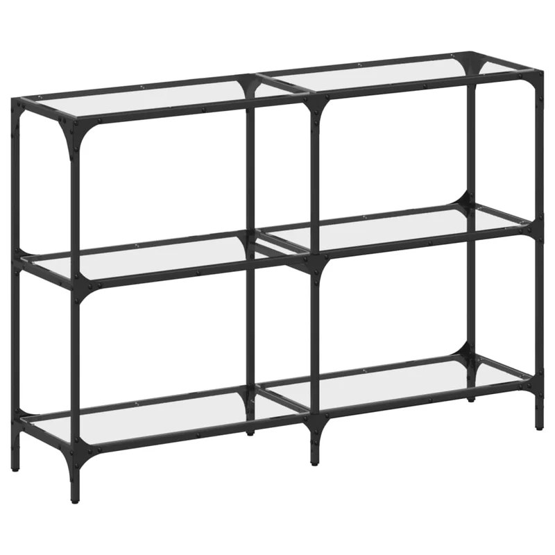 Meuble console d'entrée moderne table d'appoint avec étagères 118,5 x 30 x 81 cm verre transparent et acier DEC031347