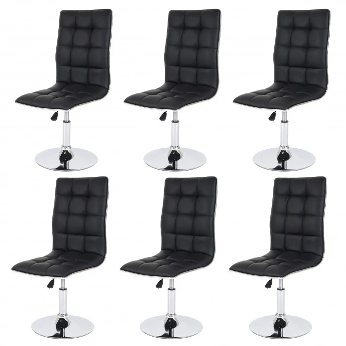 Lot de 6 chaises de salle à manger hauteur réglable en synthétique noir CDS04277