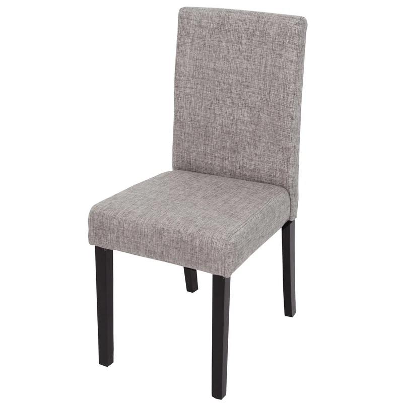 Chaise de salle à manger cuisine en tissu gris clair pieds en bois foncé design moderne 04_0002356