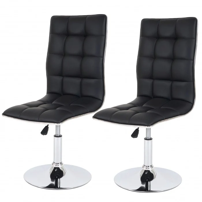Lot de 2 chaises de salle à manger hauteur réglable en synthétique noir CDS04077