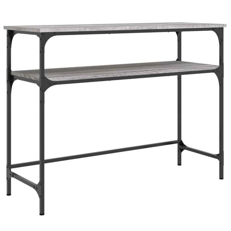 Table d'appoint console pratique avec étagères de rangement 100 x 35,5 x 75 cm bois d'ingénierie gris et métal DEC032200