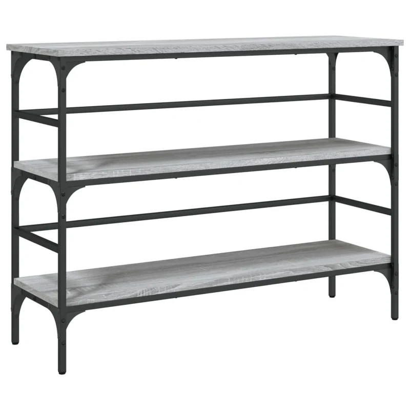Table d'appoint console pratique avec étagères de rangement 100 x 32 x 75 cm bois d'ingénierie gris et métal DEC032195