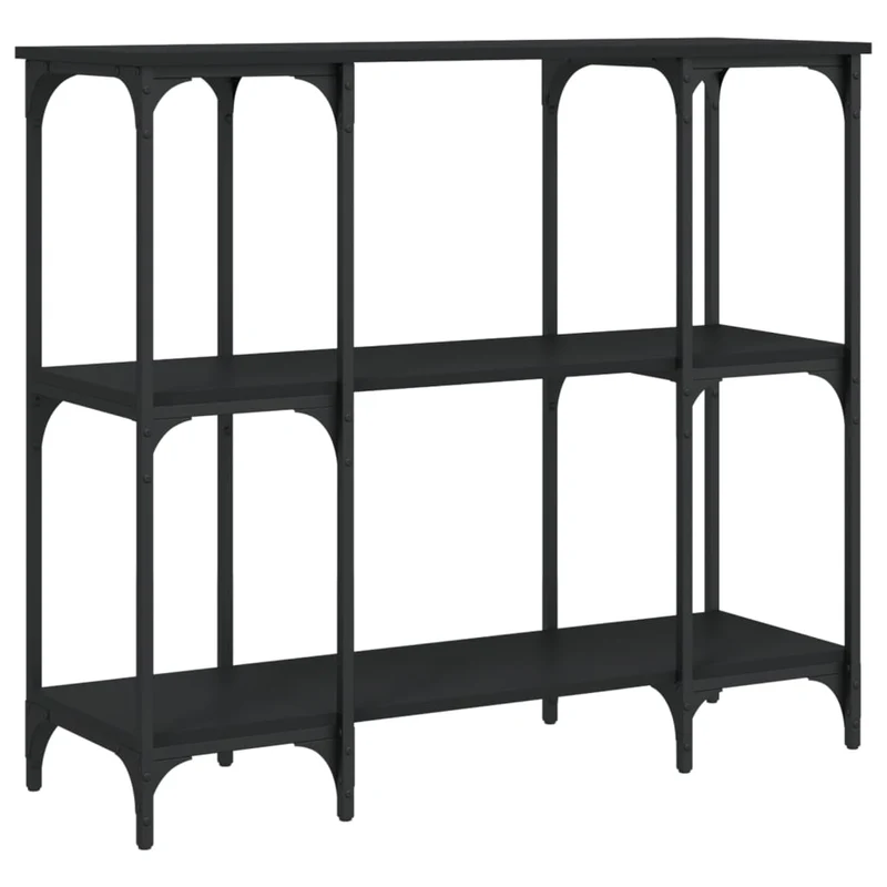 Table d'appoint console pratique avec étagères de rangement 102 x 35 x 90 cm bois d'ingénierie noir DEC032092