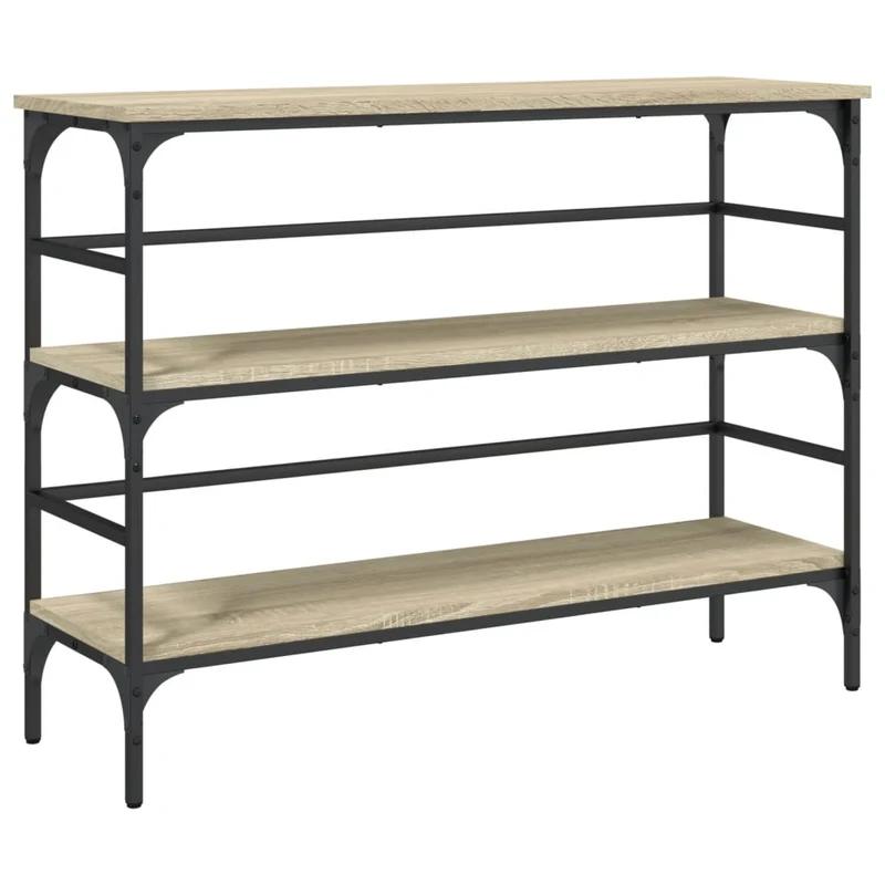 Table d'appoint console pratique avec étagères de rangement 100 x 32 x 75 cm bois d'ingénierie marron et métal DEC031906
