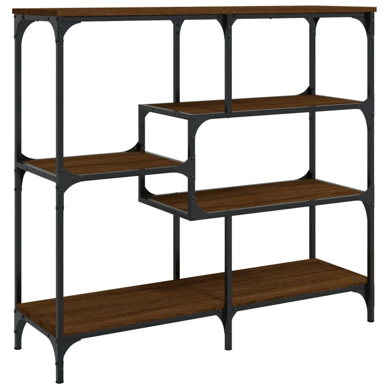 Table d'appoint console pratique avec étagères de rangement 103 x 32 x 95 cm bois d'ingénierie marron et métal DEC031855