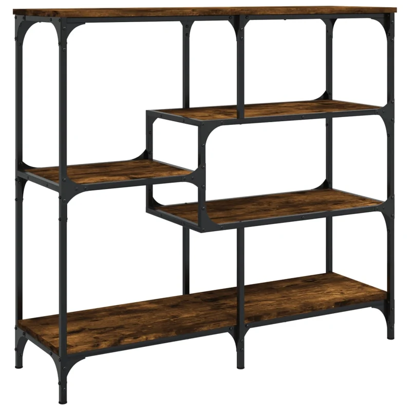 Table d'appoint console pratique avec étagères de rangement 103 x 32 x 95 cm bois d'ingénierie marron et métal DEC031781