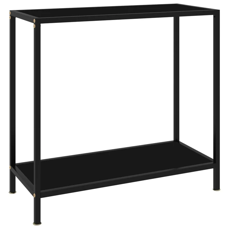 Table d'appoint console pratique pour une entrée organisée 80 x 35 x 75 cm verre trempé et acier noir DEC032169
