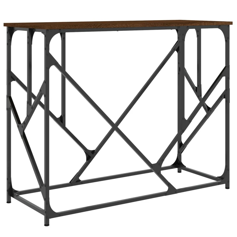 Table d'appoint console pratique pour une entrée organisée 100 x 40 x 80 cm bois d'ingénierie marron et métal DEC031849