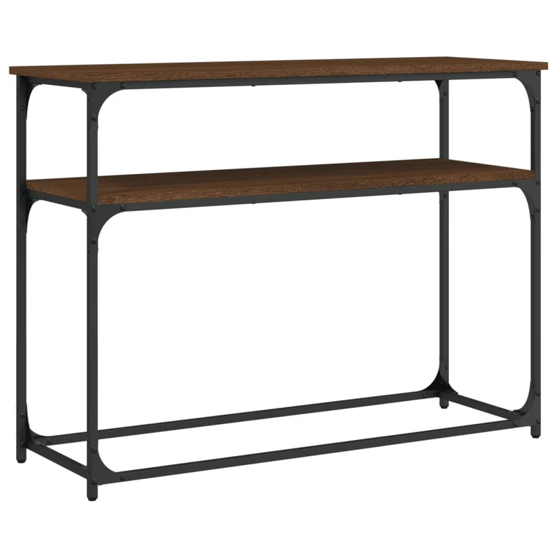 Table d'appoint console pratique avec étagère pour une entrée organisée 100 x 35,5 x 75 cm bois d'ingénierie marron et métal DEC031841