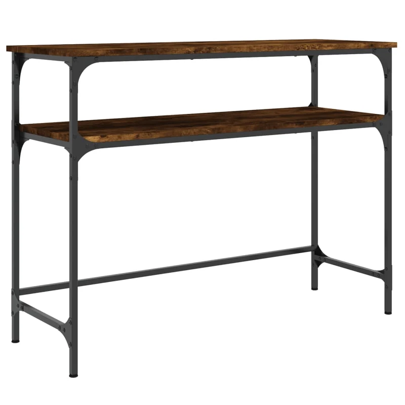 Table d'appoint console pratique avec étagère pour une entrée organisée 100 x 35,5 x 75 cm bois d'ingénierie marron et métal DEC031767