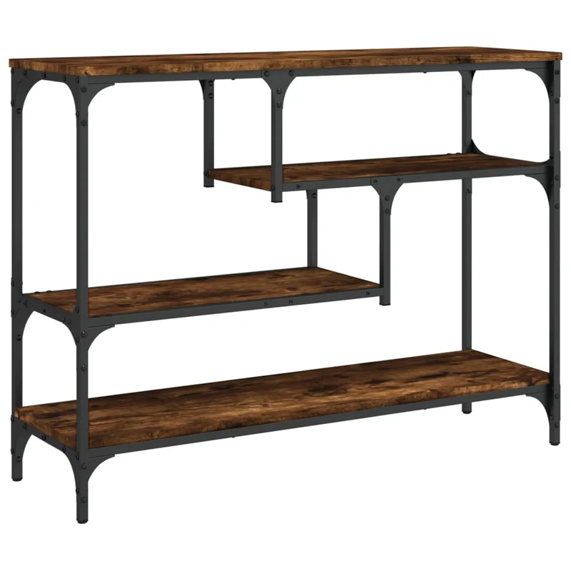 Table d'appoint console pratique avec étagères pour une entrée organisée 100 x 30 x 75 cm bois d'ingénierie marron et métal DEC031759