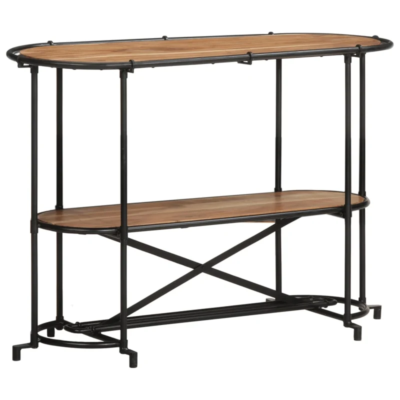 Table d'appoint console pratique avec étagère pour une entrée organisée 110 x 42 x 76 cm bois massif d'acacia et fer DEC031532