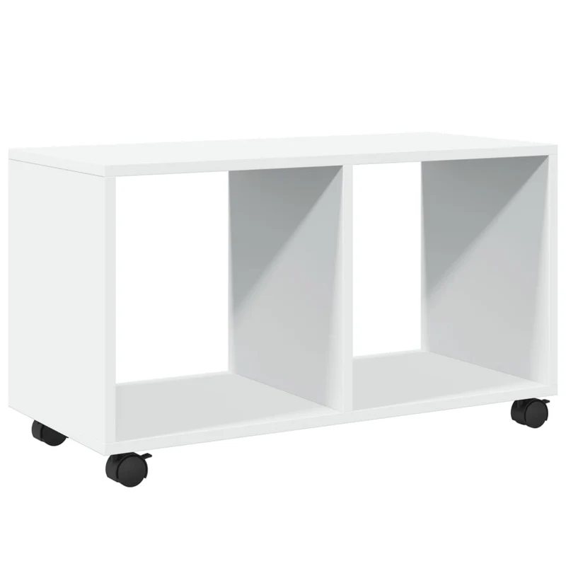 Table d'appoint sur roulettes avec espace de rangement 72 x 33 x 42,5 cm bois d'ingénierie blanc DEC031383
